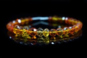 Beautiful Yellow Citrine Faceted Roundelle Shape Glass Beads 6-7MM 6.5" Strand