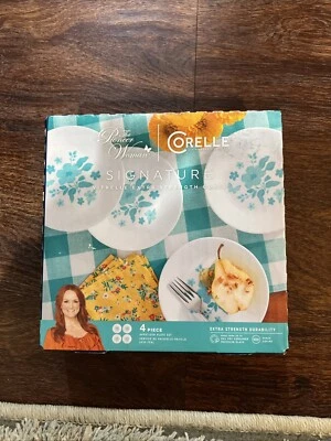 Pioneer Woman by Corelle 4-Piece Appetizer Plate Set/Teal NEW IN BOX - Image 1 of 3