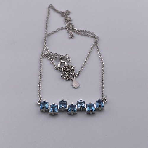 VETEMENTS Bellissima collana catena argento sterling 925 finemente lavorata con ciondolo topazio blu