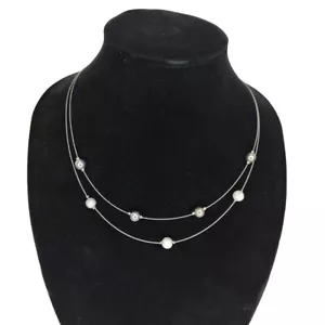 Avon NRT Adjustable Silver-Toned Bead Floating Adjustable 16" to 18" Necklace - Picture 1 of 11