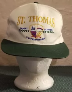 St Thomas U.S Virgin Islands Vacation Hat Cap Green White Adjustable Snapback - Picture 1 of 6