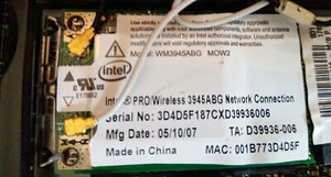 TARJETA WIFI Intel PRO Wireless 3945ABG Mini PCI-e Network Connection - Imagen 1 de 1