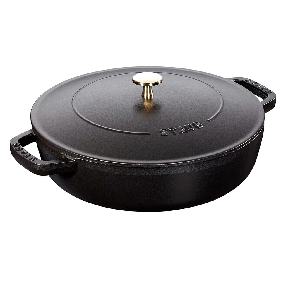 Staub Gusseisen Bräter mit Chistera 28 Cm schwarz