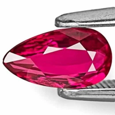 AIGS Certified MOZAMBIQUE Ruby 1.00 Cts Natural Untreated Deep Purplish Red Pear - Image 1 of 4