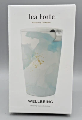 Chá Forte Kati xícara de bem-estar xícara de imersão com infusor folha solta chá azul/branco - Imagem 1 de 4