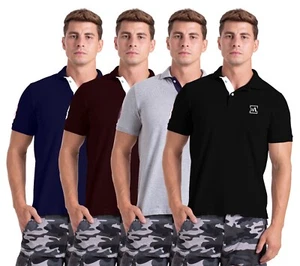 Para hombre Calce Ajustado Polo Mangas Cortas Verano Informal Algodón Deportivo Top T S-XXL - Imagen 1 de 17