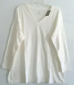 NWT-J JILL SIMPLY SUPIMA V NECK LS TUNIC/TOP-1X-CREAM-NICE! - Picture 1 of 4