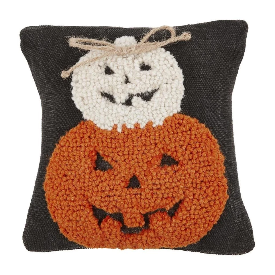 Mud Pie Home Halloween Stacked Jack O Lantern Pumpkin 8" Mini Hook Pillow - Image 1 of 1