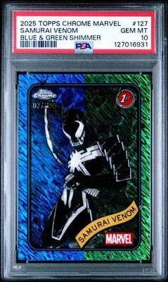 2025 Topps Chrome Marvel Samurai Venom #127 Blue Green Shimmer /199 PSA 10 - Image 1 of 2