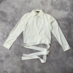 GUCCI by TOM FORD Gucci White Wrap Blouse Shirt Long Sleeve Women’s - Picture 1 of 5