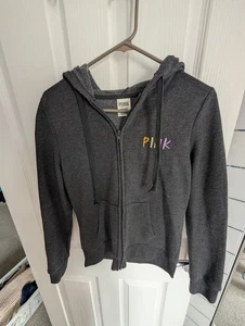 Victoria Secrets Women's Pink Grey Zip-Up Hoodie Size Small - Picture 1 of 4