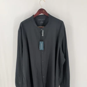 NWT Perry Ellis Expandable Collar Stretch Classic Button-Up Shirt Black Size 4X - Picture 1 of 10