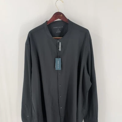 NWT Perry Ellis Expandable Collar Stretch Classic Button-Up Shirt Black Size 4X - Image 1 of 4