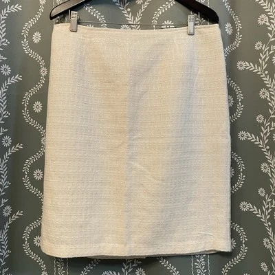 Falda Lápiz Recta Covington Tweed Blanco Brillante Forrada Ropa de Oficina Talla 14 Foto 1 de 4