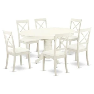 Pemberly Row 7-piece Wood Dining Set with Leather Chairs in White - Picture 1 of 6