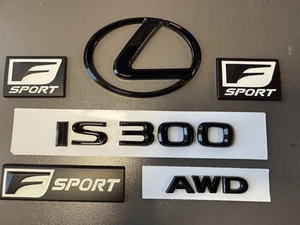 Gloss Black Trunk Emblem Badge Logo Fits 2021 2023 2024 2025 Lexus IS300 AWD - Picture 1 of 14
