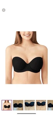 Sutiã Wacoal tapete vermelho clássico preto sem alças com copos moldados tamanho 44DD (E) - Imagem 1 de 4