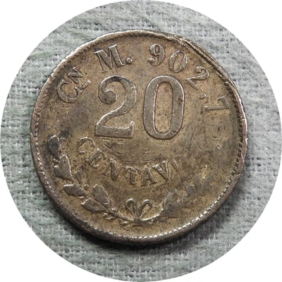 elf Mexico 20 Centavos 1899 CnM Silver  2099  Culiacan Mint - Image 1 of 2