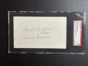 Tarjeta índice 3x5 firmada por Willie Mosconi billar patio automático SGC - Imagen 1 de 1