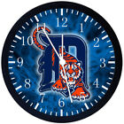Detroit Tigers Wall Clock Large 12' Black Frame Glass Face Non-Ticking F94