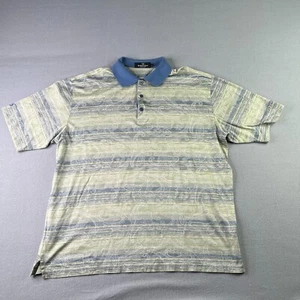 Bugatchi Uomo Polo Shirt Large Blue Green Striped Classic Casual Mens - Picture 1 of 10