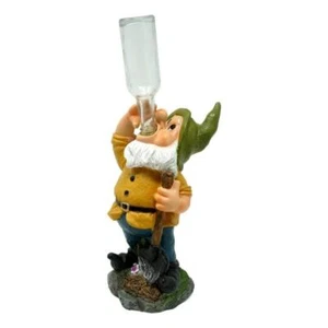 Solar Garden Gnome Drinking Light Up Garden Decor, Yellow - Picture 1 of 2