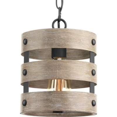 Gulliver 8-1/2 in. 1-Light Graphite Coastal Drum Mini Pendant by Progress Light - Image 1 of 4