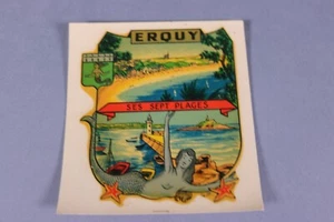 WH Ancien chromotransfert decalcomanie ERQUY vintage 50/60's Ses 7 plages Sirene - Imagen 1 de 2