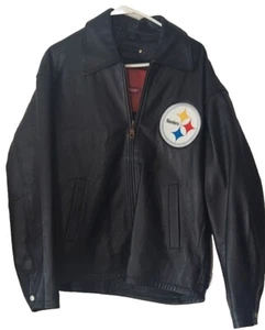 Giacca pelle Pittsburgh Steelers vintage Reebok con logo ricamato taglia XL - Foto 1 di 10