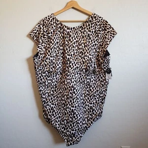 Torrid Active One Piece Swimsuit Cheetah Print Wireless Scoop Back Size 5X NEW - Picture 1 of 12