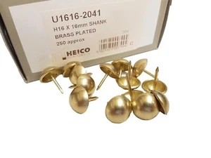250 messingbeschichtet 16mm Polsternägel große Heftklammern Heico H16 Möbelbolzen - Bild 1 von 2
