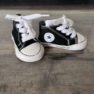 Converse Black Canvas Baby Crib Shoes Infant Size 1 Chuck Taylor All Star - Picture 1 of 9