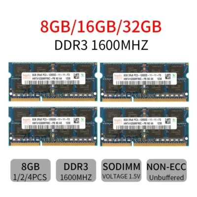 Hynix 32GB 16GB 8GB 4GB DDR3 1600MHz PC3-12800S 204Pin SODIMM Laptop RAM LOT UK - Image 1 of 4