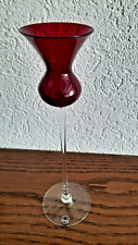 Kristall Kerzenständer+ rot Design Rheinkristall Tulpenform+ H 25,5cm+50er Jahre