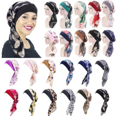 Womens Muslim Hijab Cancer Chemo Hat Turban Cap Cover Hair Loss Head Scarf Wrap✔ - Image 1 of 4