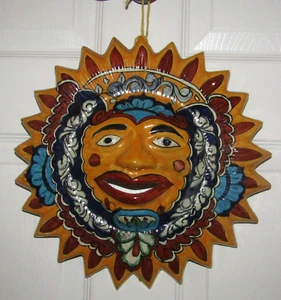 13 INCH LARGE MEXICAN TALAVERA/CERAMIC SUN FACE - Picture 1 of 10