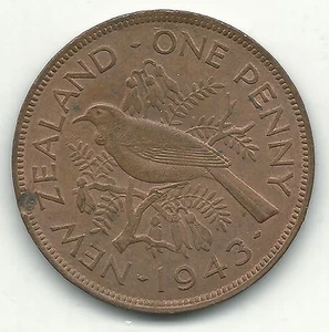 A VERY NICE HIGH GRADE AU 1943 NEW ZEALAND LARGE PENNY-OCT487 - Picture 1 of 2