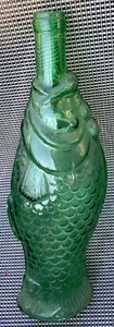 Antinori Soave | Tuscany Italy Green Glass Fish Bottle 13 in 70's free shipping - Picture 1 of 2