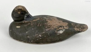 Antique Michigan Preening Bluebill Hen Wooden Working Duck Decoy With Glass Eyes - Picture 1 of 14