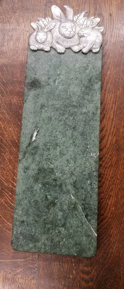 Arthur Court Rabbit Bunny Green Marble Cheese Cutting Board Serving Tray 1986 - Image 1 of 4