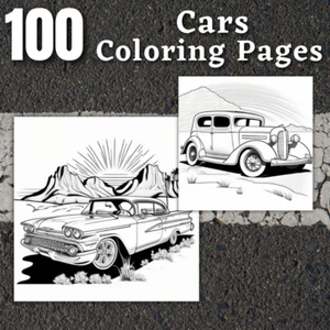 100 Cars Ausmalbilder zum ausdrucken & POD Erlaubnis Coloring Book - Bild 1 von 4