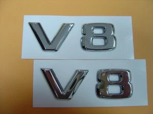 TWO PCS OF CHROME * V8 * EMBLEM BADGES MERCEDES BMW ASTON MARTIN AUDI R8 JAGUAR - Picture 1 of 4