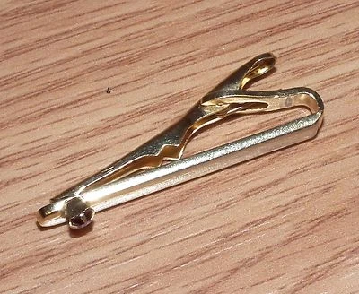 Vintage Swank 1 1/2" Inch Gold Tone Men's Tie Clip with Red Ruby Rhinestone READ - Image 1 of 4