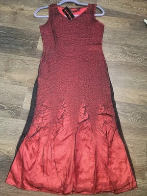 Vestido Plisado Col. Mujer M Negro Malla Superposición Rojo Arrugado Atrsy Vamp Goth Holiday  Foto 1 de 4