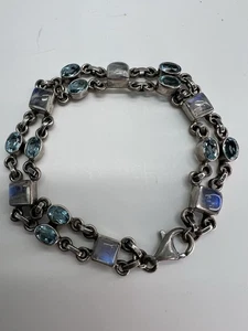 NICKY BUTLER 925 Sterling Silver Blue Topaz  And Moonstones Bracelet NB - Picture 1 of 13