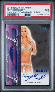 2012 Bench Warmer Vault Autograph Spencer Scott Auto Blue Foil 1/5 PSA 7 NM - Picture 1 of 3