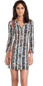 Diane von Furstenberg 8 Reina Schlange Multi Tunika Kleid orange braun 100 % Seide gebraucht, in einwandfreiem Zustand - Bild 1 von 11