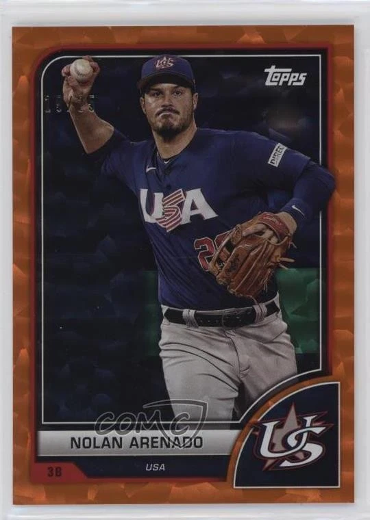 2023 Topps World Baseball Classic Orange Cracked Ice Foil /25 Nolan Arenado #49 - Image 1 of 2