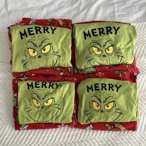 Grinch Themed Family Pajamas set of 4 2Adults & 2Kids Sz. Adults L-M Kids XL-L - Picture 1 of 11