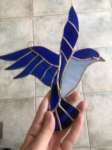 Handmade stained glass blue bird Vintage. Blue Suncatcher - Picture 1 of 4